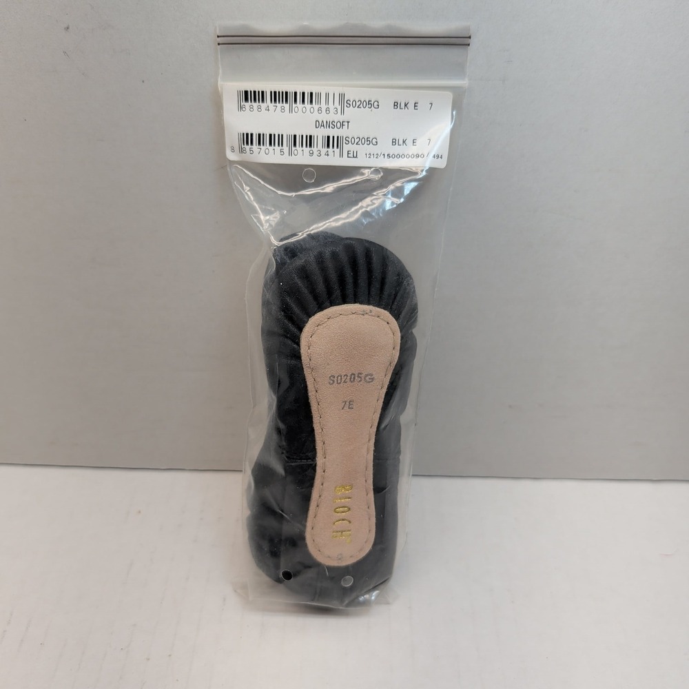 Bloch Dansoft S0205G Girls Leather Ballet Slippers Black Size 7E Full Sole New